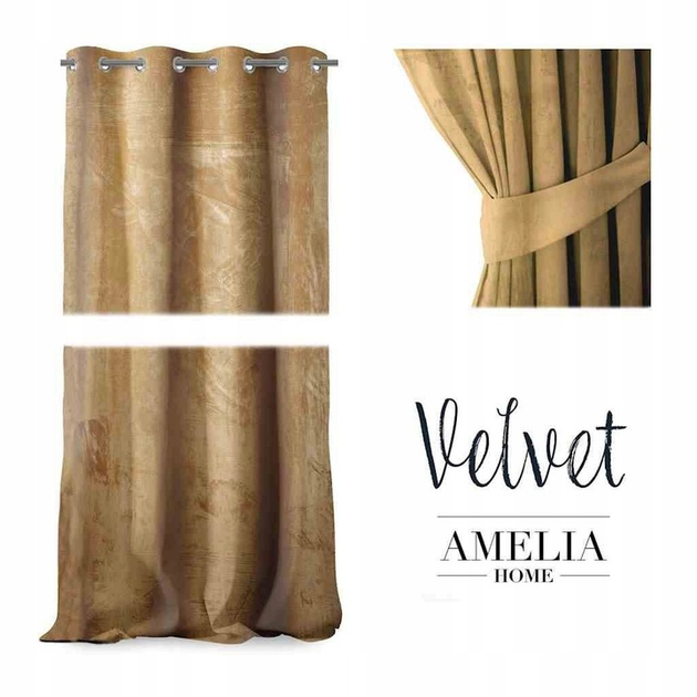 Штора блек-аут на люверсах AmeliaHome Velvet 140 х 270 см (13050716415) гірчичний - Фото 5 Штора блек-аут на люверсах AmeliaHome Velvet 140 х 270 см (13050716415) гірчичний - изображение 5