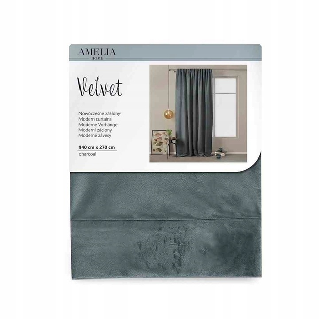 Штора блек-аут AmeliaHome Velvet 140 х 270 см (13050717671) сірий - изображение 4