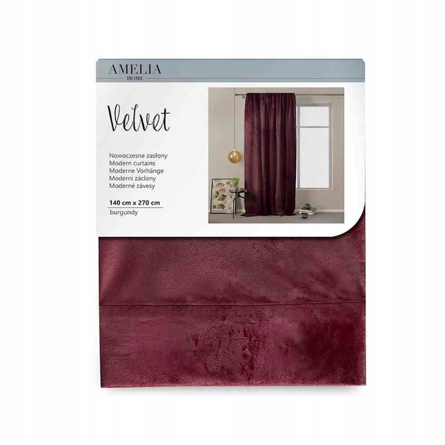Штора блек-аут AmeliaHome Velvet 140 х 270 см (13050717537) бордовий - изображение 4