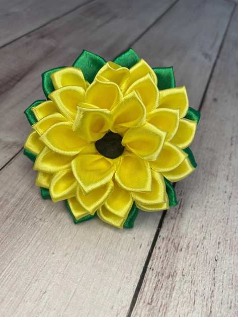 ПОДСОЛНУХ ИЗ АТЛАСНЫХ ЛЕНТ ♥ МАСТЕР-КЛАСС ♥ SUNFLOWER FROM SATIN RIBBON ♥ DIY