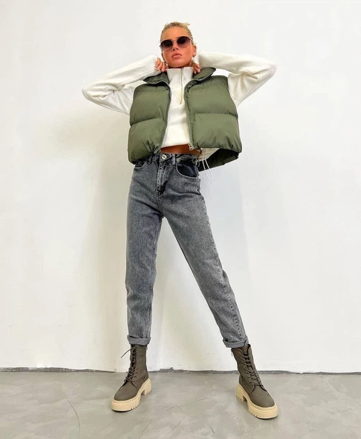 Женская жилетка на синтепоне (безрукавка) короткая, мод ПД-252, размер ...