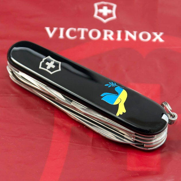 Складной нож Victorinox HUNTSMAN UKRAINE Голубь мира сине-желт. 1.3713.3_T1036u - изображение 2