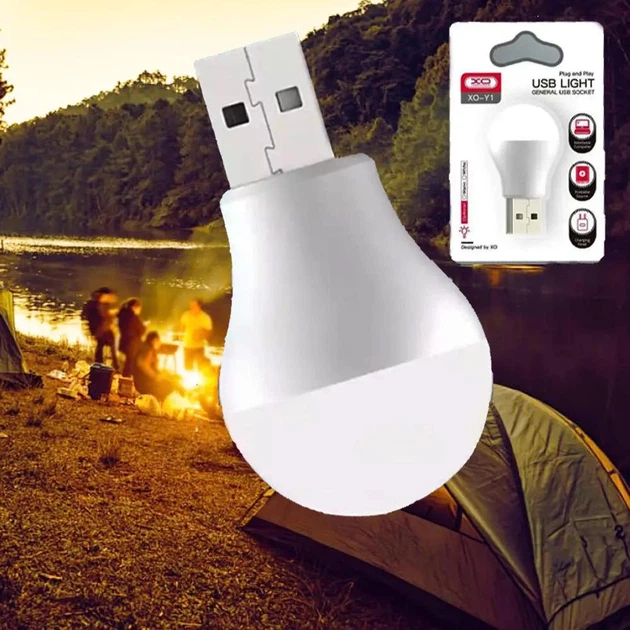 Портативная лампочка ночник USB XO Y1 life light мини светильник фонарик подсветка светодиодная White - изображение 9