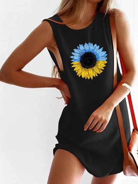 Акция на Сукня міні літня жіноча Love&Live Patriotic sunflower LLP01882 M Чорна от Rozetka