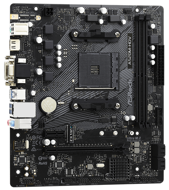 Материнська плата ASRock A520M-HDV (sAM4, AMD A520, PCI-Ex16) - зображення 3