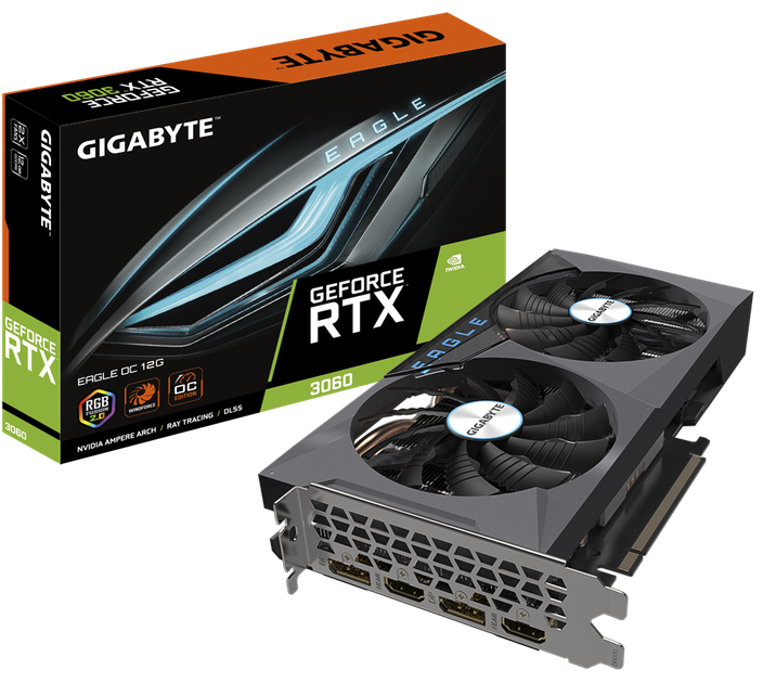 Gigabyte PCI-Ex GeForce RTX 3060 Eagle OC 12G 12GB GDDR6 (192bit) (15000) (2 x HDMI, 2 x DisplayPort) LHR (GV-N3060EAGLE OC-12GD 2.0) - obraz 8
