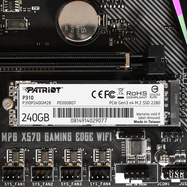 SSD диск Patriot P310 240GB M.2 2280 NVMe PCIe 3.0 x4 3D NAND TLC (P310P240GM28) - зображення 6