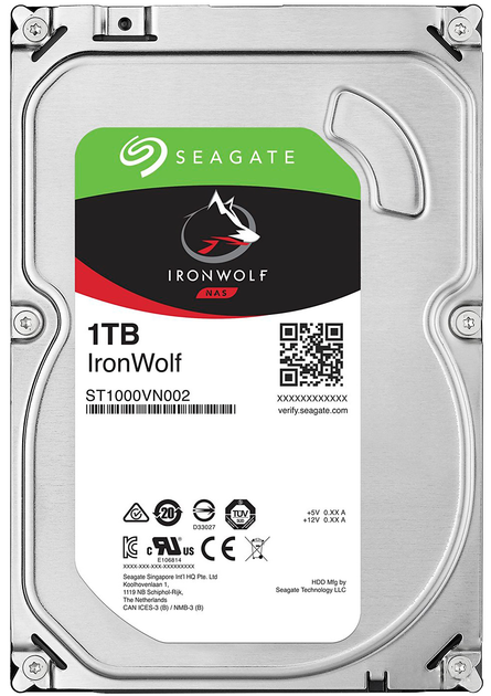 Жорсткий диск Seagate IronWolf HDD 1TB 5900rpm 64MB ST1000VN002 3.5 SATAIII - зображення 1