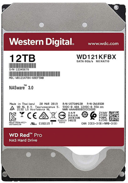 Жорсткий диск Western Digital Red Pro NAS 12TB 7200rpm 256MB WD121KFBX 3.5 SATA III - зображення 1