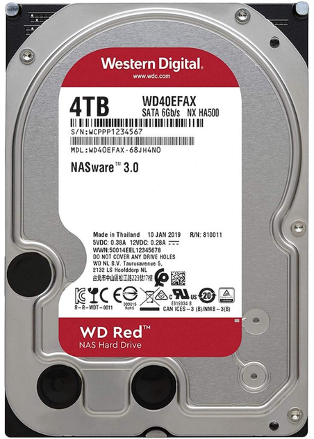 Жорсткий диск Western Digital Red 4TB 5400rpm 256MB WD40EFAX 3.5" SATA III - зображення 1