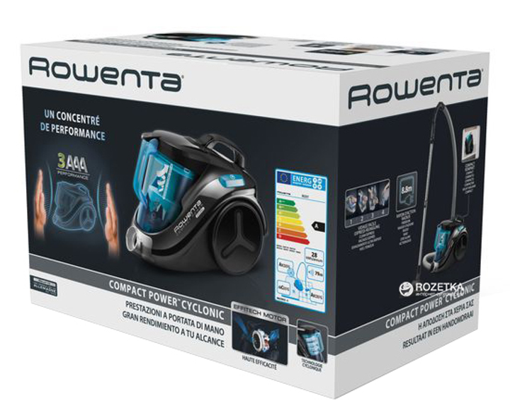 Odkurzacz bezworkowy Rowenta Compact Power Cyclonic RO3731EA 3AAA Ecomotor - obraz 4