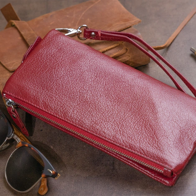 Гаманець-клатч зі шкіри з кишенею для мобільного ST Leather 19311 Бордовий - Фото 7 Гаманець-клатч зі шкіри з кишенею для мобільного ST Leather 19311 Бордовий - зображення 7