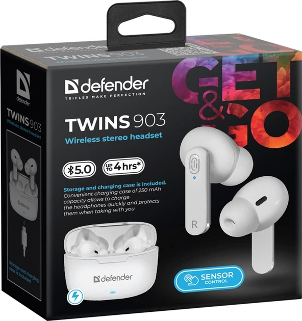Навушники Defender Twins 903 TWS Bluetooth White (4714033639033) - зображення 8