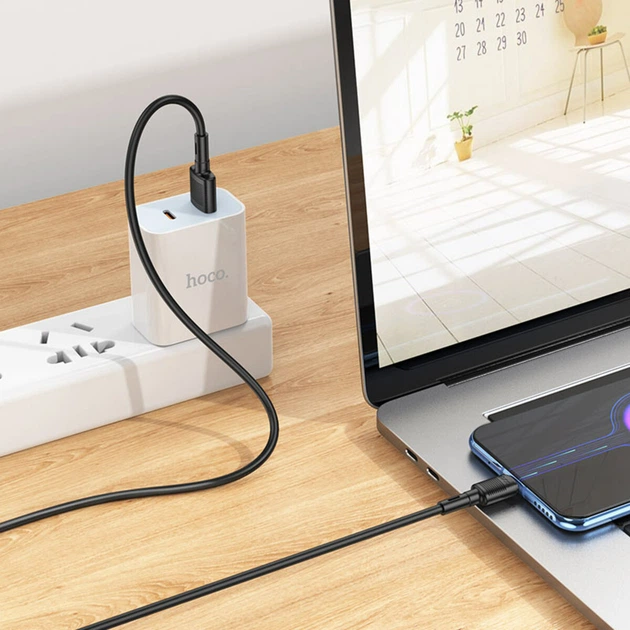 Кабель HOCO X83 USB to Micro 2.4A, 1m, PVC, PVC connectors, Black - Фото 4 Кабель HOCO X83 USB to Micro 2.4A, 1m, PVC, PVC connectors, Black - зображення 4