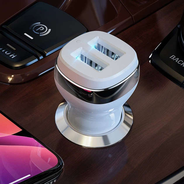Зарядний автомобільний HOCO Z40 Superior (2USB 2.4A) Білий - зображення 3