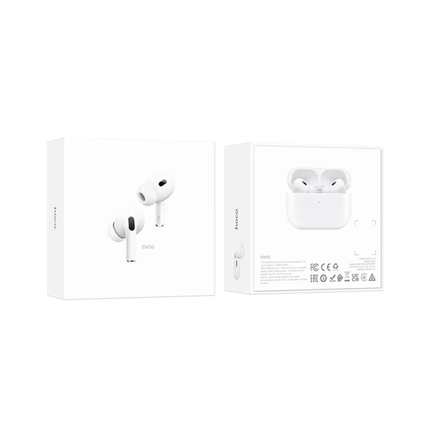 Бездротові блютуз навушники HOCO EW50 Bluetooth TWS Білий - изображение 2