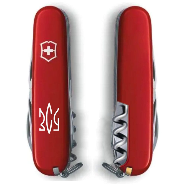 Ніж складаний швейцарський 91 мм/12 функцій Victorinox SPARTAN UKRAINE Червоний/Трезубець ЗСУ білий - зображення 2