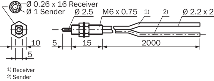 Оптоволоконний кабель відбиття від об'єкта M6, L=2m, LL3-DB01 / 5308074 Sick - зображення 2