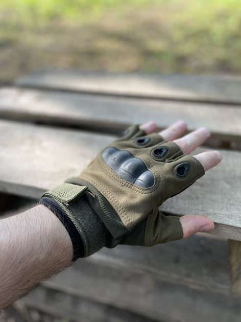 Тактичні рукавиці безплалі (Олива) Combat Олива 1110049 - зображення 2
