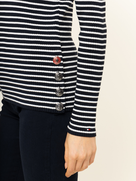 Sweter damski bawełniany Tommy Hilfiger Joelle C-Nk Swtr WW0WW27018 L Granatowy (8719861240457) - obraz 4