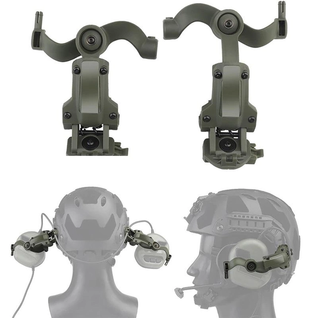 Кріплення адаптер на каску шолом для навушників Impact Sport, Walker`s, Earmor, Peltor - Green (Чебурашка) (15051) - зображення 2
