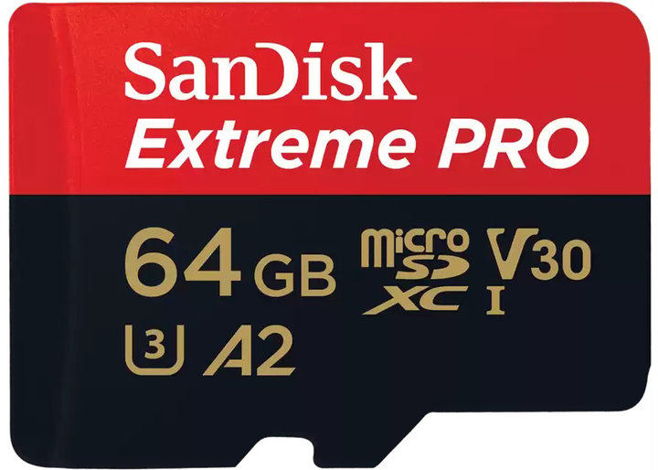 SanDisk Extreme Pro microSDXC UHS I 64 GB klasa A2 V30 + adapter SD (SDSQXCU-064G-GN6MA) - obraz 1
