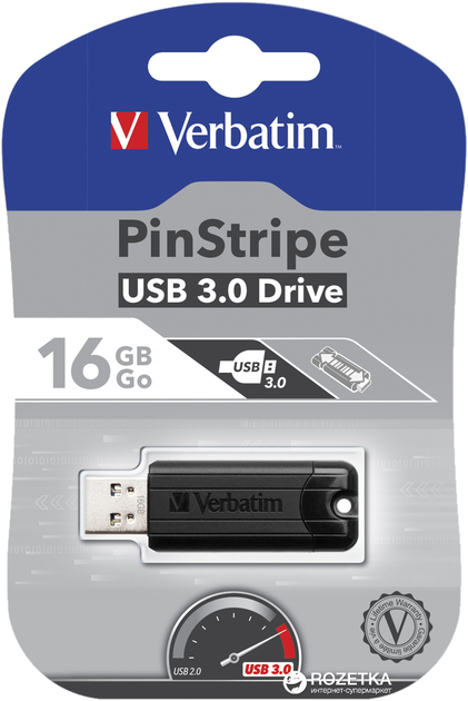 Pendrive Verbatim PinStripe USB 3.0 64GB Black (49318) - obraz 5