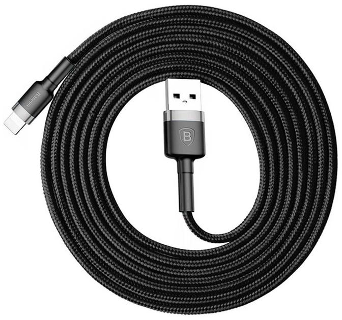 Kabel Lightning Baseus Cafule - USB 2,0 m 1,5 A Czarny (CALKLF-CG1) - obraz 1