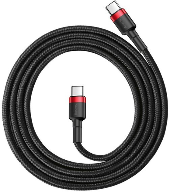 Kabel Baseus Cafule USB Type-C 3A 60W 1.0 m Czarny/Czerwony (CATKLF-G91) - obraz 2