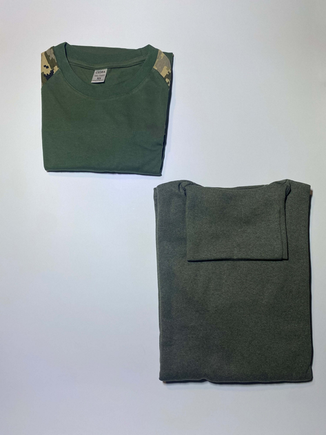 Комплект військова футболка з довгим рукавом + військовий гольф (водолазка) з начосом Cedra Military S Оливковий + Темно-сірий + Піксель - зображення 1