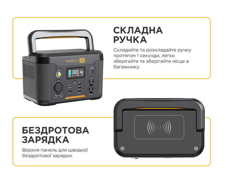 Зарядна станція Powerness U500 / 500 Вт / 515 Вт⋅год / Li-ion