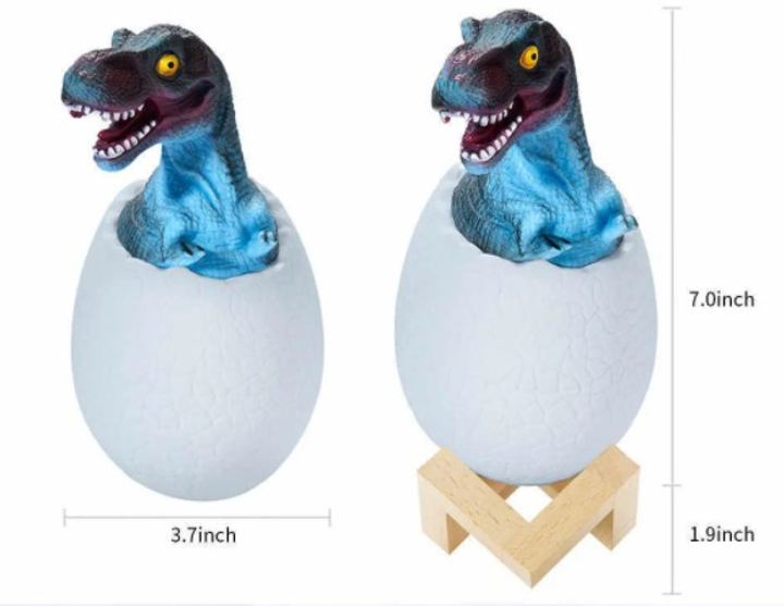 Детский ночник Динозавр SUNROZ Dino-Egg на подставке, аккумуляторный, 16 цветов свечения, светильник игрушка с пультом - изображение 4