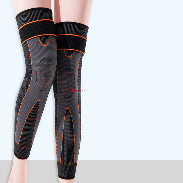 Комплект 2 штуки Наколенник спортивный бандаж коленного сустава Sibote Knee Support WN-269 компрессионный фиксатор на колено Серый с оранжевым - изображение 2