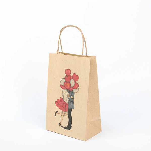 Пакет подарунковий eko-kraft 150*90*240 мм 10 шт/уп маленький Крафт Пакет для романтичного подарунка з малюнком "Закохана пара" Красивий Пакувальний Пакет з ручками - Фото 1 Пакет подарунковий eko-kraft 150*90*240 мм 10 шт/уп маленький Крафт Пакет для романтичного подарунка з малюнком "Закохана пара" Красивий Пакувальний Пакет з ручками - зображення 1