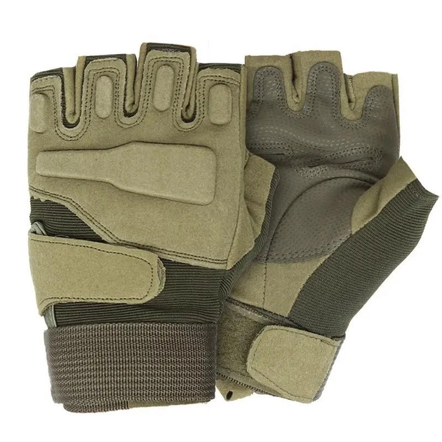 Тактичні рукавички SP-Sport BC-8811 з відкритими пальцями розмір L Оливковий - зображення 1