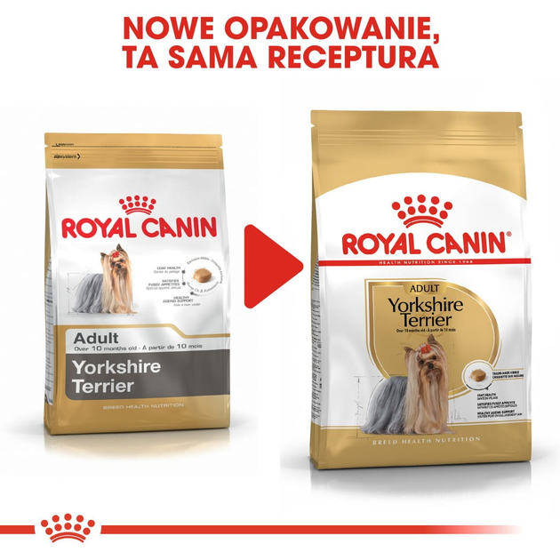 Sucha karma pełnoporcjowa dla dorosłych psów Yorkshire Terrier Royal Canin Yorkshire Terrier Adult od 10 miesiąca życia 1,5 kg (3182550716857) (3051015) - obraz 7