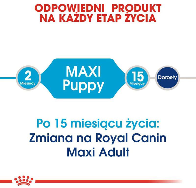 Sucha karma dla szczeniąt dużych ras Royal Canin Maxi Puppy do 15 miesięcy 15 kg (30061501/11423) (3182550402163/0262558402167) - obraz 5