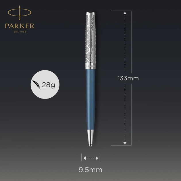 Ручка шариковая PARKER SONNET 17 Metal & Blue Lacquer CT BP - изображение 5