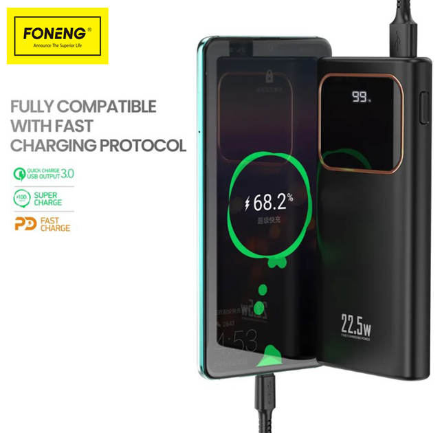 УМБ FONENG Power Bank 20000 mAh (РК дисплей) черный P58 - изображение 4