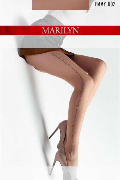Колготы с эффектом тату Marilyn 15 den Emmy U02 3/4 visone/black 