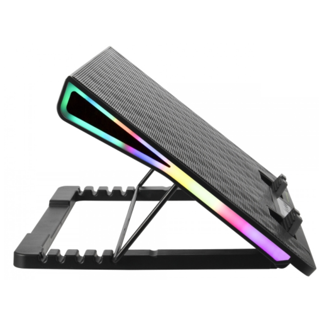 Підставка для ноутбука Esperanza Notebook Cooling Pad EGC101 Al з RGB підсвічуванням Чорна - Фото 3 Підставка для ноутбука Esperanza Notebook Cooling Pad EGC101 Al з RGB підсвічуванням Чорна - зображення 3