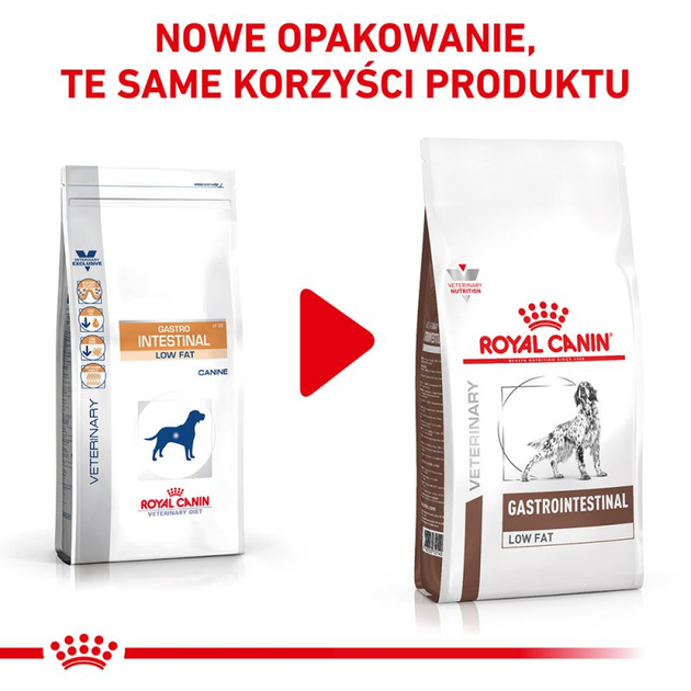 Sucha karma dla psa Royal Canin GastroIntestinal Low Fat z ograniczoną zawartością tłuszczu od zaburzenia ukladu trawiennego u psów 1,5 kg (3182550771153) (91569) (39320151) - obraz 2