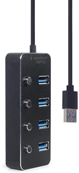 USB-хаб на 4 порти USB 3.0 Gembird UHB-U3P4P-01 - зображення 3
