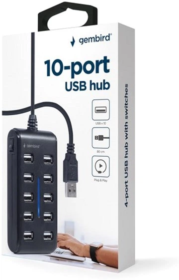 Hub USB na 10 portów USB 2.0 Gembird UHB-U2P10P-01 - obraz 5