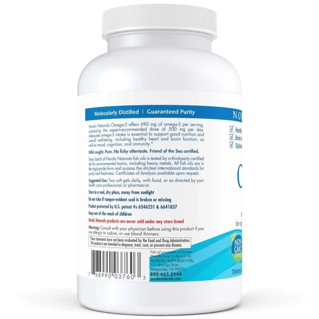 Жирні кислоти Nordic Naturals Omega-3 180 капсул - Фото 3 Жирні кислоти Nordic Naturals Omega-3 180 капсул - зображення 3