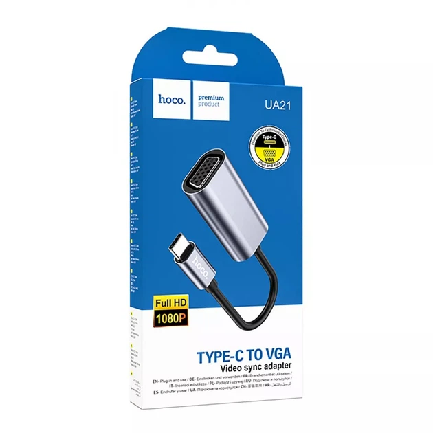 Адаптер переходник Hoco UA21 Origin Type-C to VGA grey - изображение 9