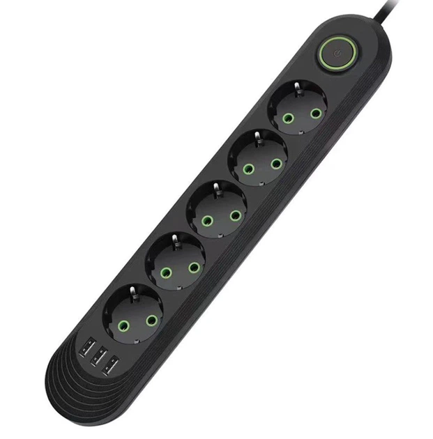 Сетевой фильтр-удлинитель Voltronic F05UB 5 розеток + 3 USB, 1.5 м, 3х0,75мм, 2500W, Black - Фото 1 Сетевой фильтр-удлинитель Voltronic F05UB 5 розеток + 3 USB, 1.5 м, 3х0,75мм, 2500W, Black - изображение 1