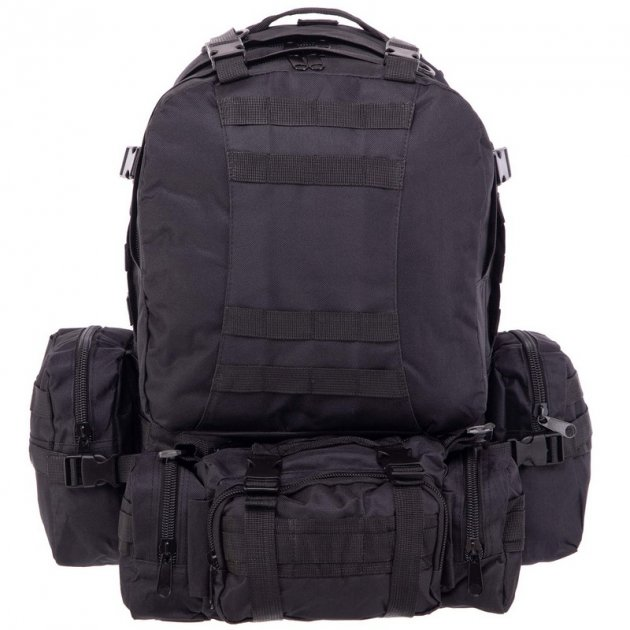 Тактичний рюкзак 50 л. з додатковими контейнерами 4в1 Чорний - зображення 1