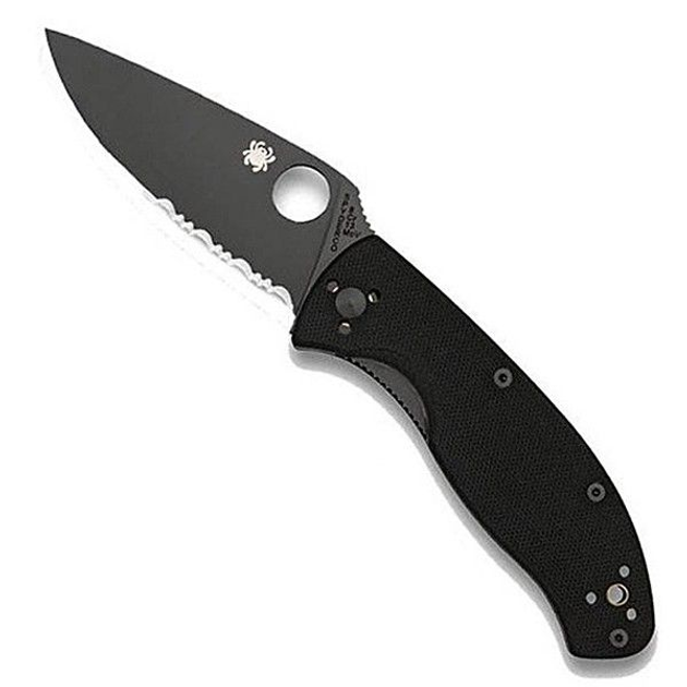 Нож складной полусеррейтор Spyderco C122GBBKPS Tenacious длина клинка 86мм Black Blade - изображение 1