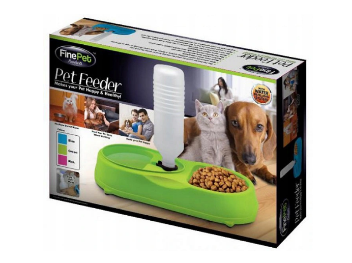 Пластиковая миска для собак/котов с поилкой Pet Feeder зеленая - Фото 2 Пластиковая миска для собак/котов с поилкой Pet Feeder зеленая - изображение 2